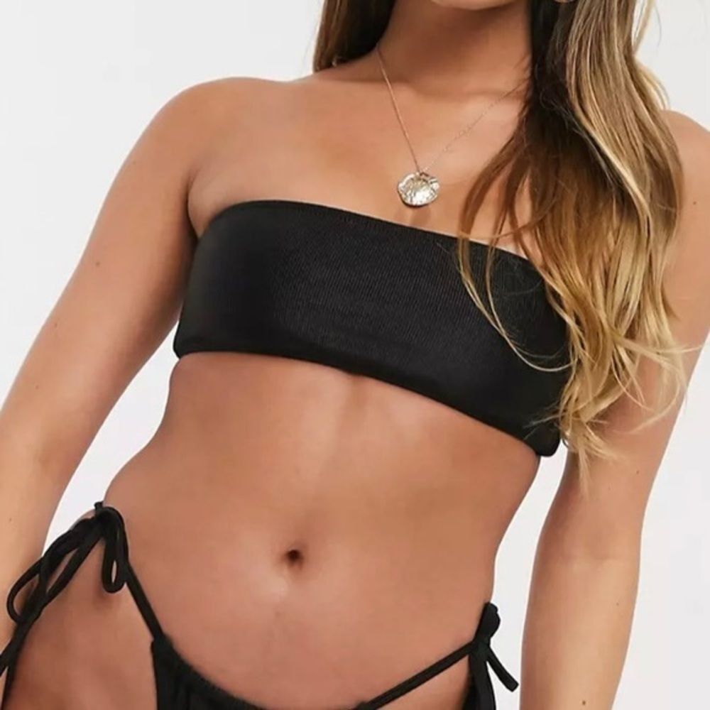 Black Bikini Bandeaux Band Top M